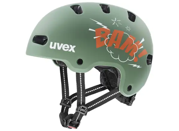 Uvex Kid 4 Style kids helmet Bam Moss Green/Papaya Matt