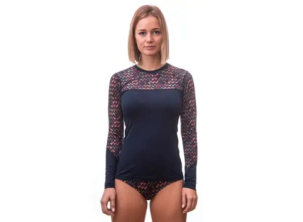 Sensor Merino Impress women's long sleeve shirt Deep Blue/Origami