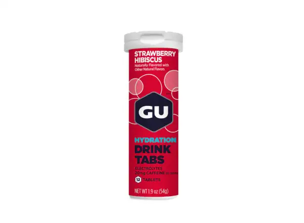 GU Hydration Drink Tabs effervescent tablets with caffeine Strawberry Hibiscus 54 g