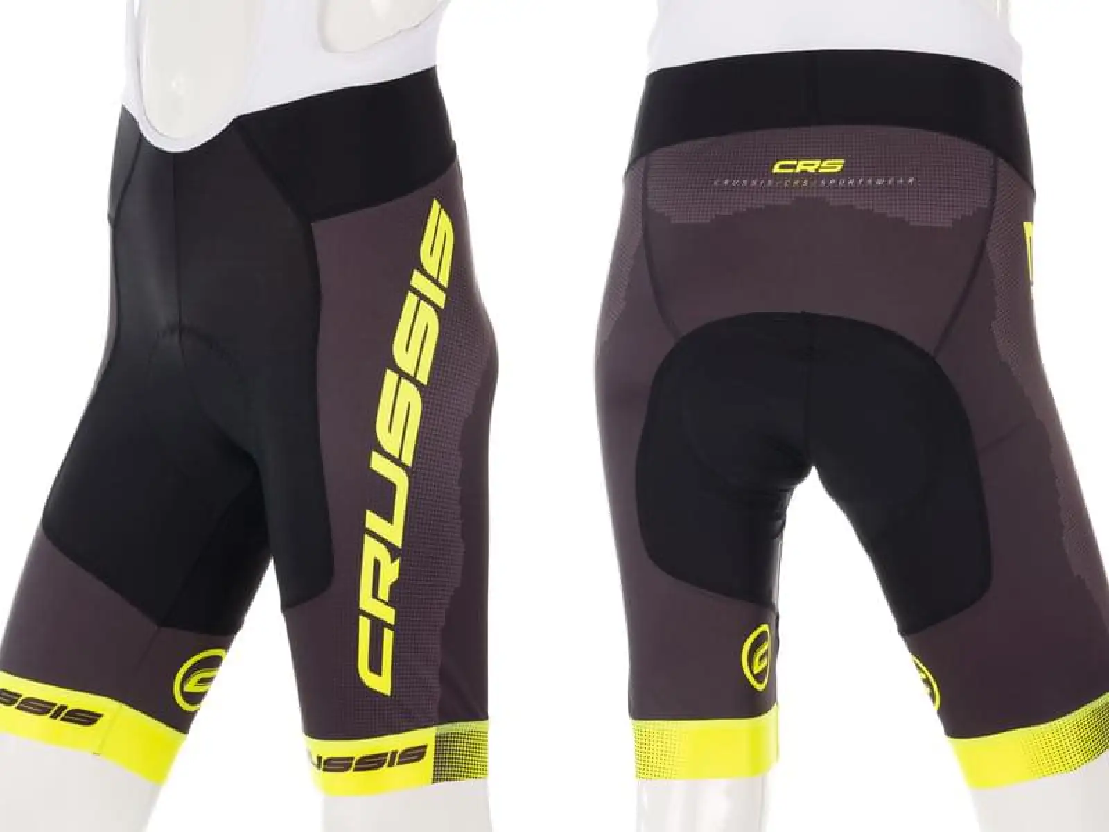 Crussis men's bib shorts with padding black/yellow