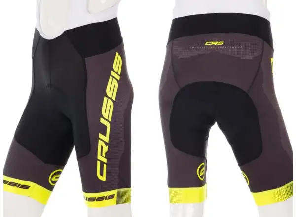 Crussis men's bib shorts with padding black/yellow