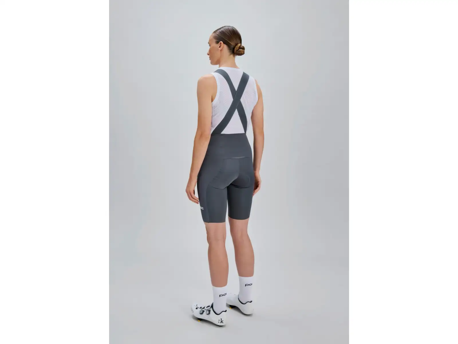 POC Raceday women's shorts with pad and bib Sylvanite Grey