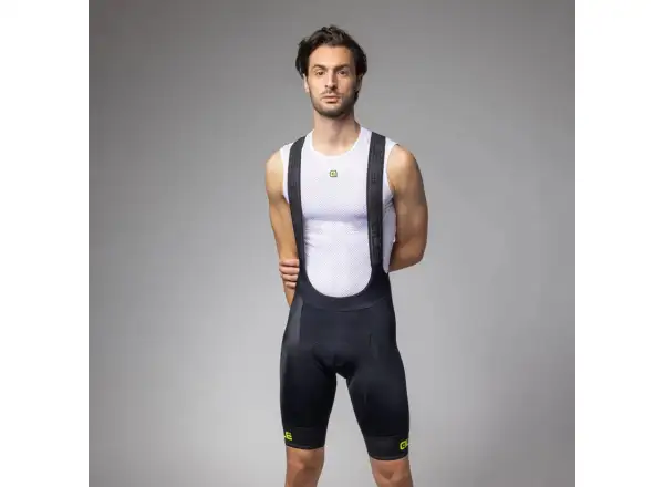 Alé Pragma Corsa 2.0 men's shorts with chamois and braces Black/Fluo Yellow