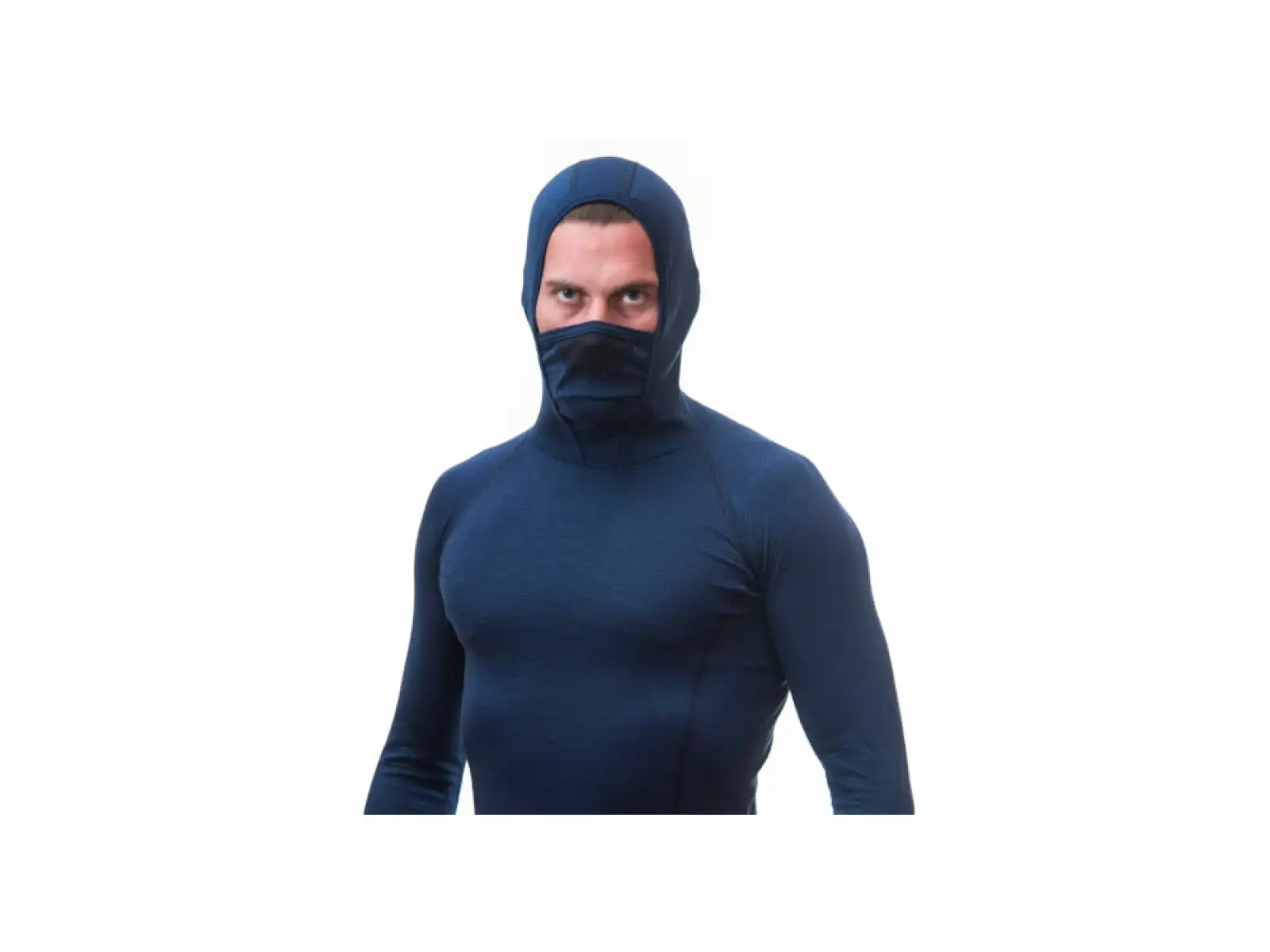 Sensor Merino DF men's shirt long sleeve with hood Deep Blue