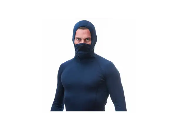 Sensor Merino DF men's shirt long sleeve with hood Deep Blue