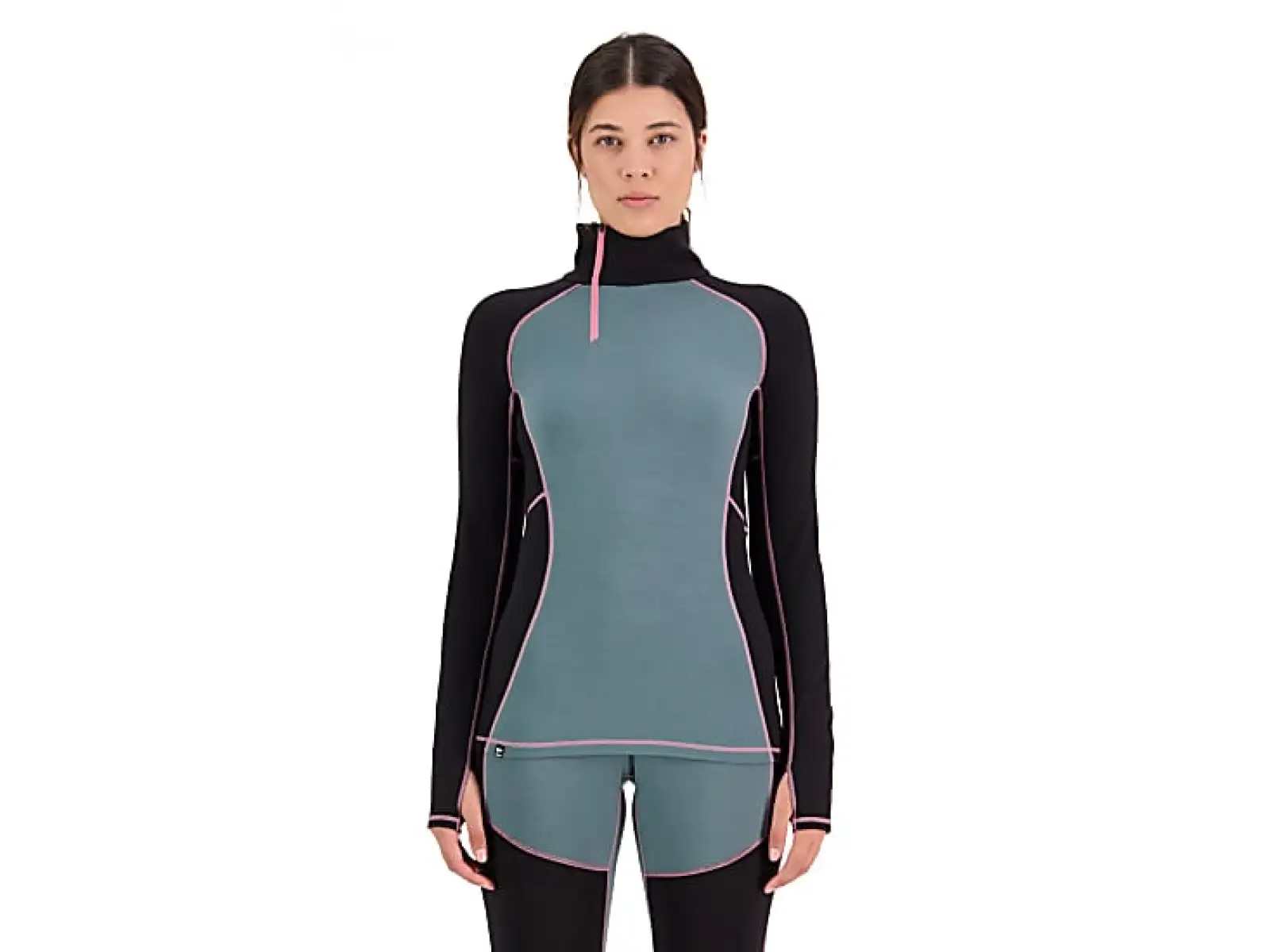 Mons Royale Olympus Half Zip WMNS women's long sleeve shirt burnt sage/black