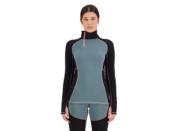 Mons Royale Olympus Half Zip WMNS women's long sleeve shirt burnt sage/black