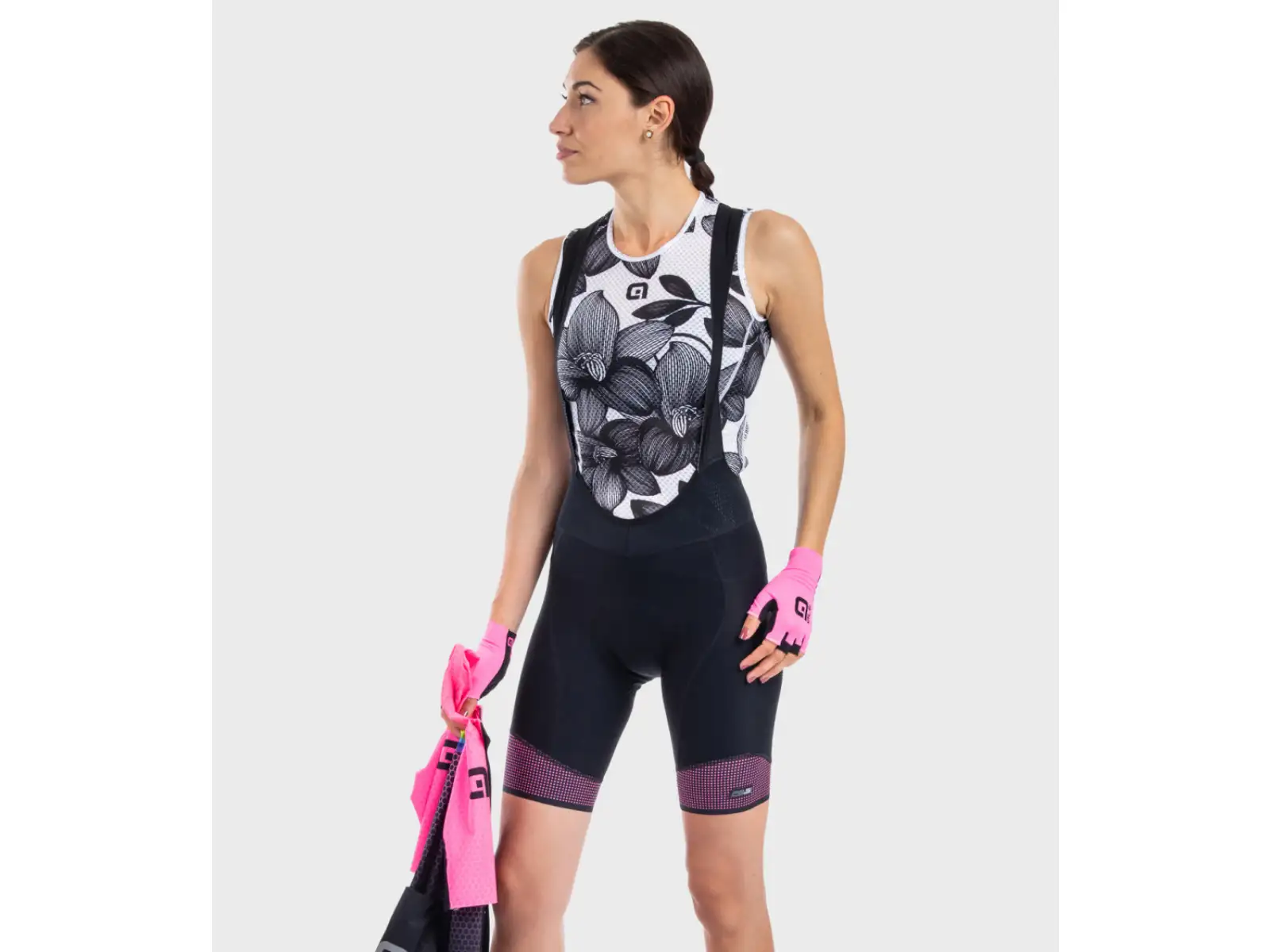 Alé PR-S Master 2.0 women's bib shorts with pad Black/Fluo Pink