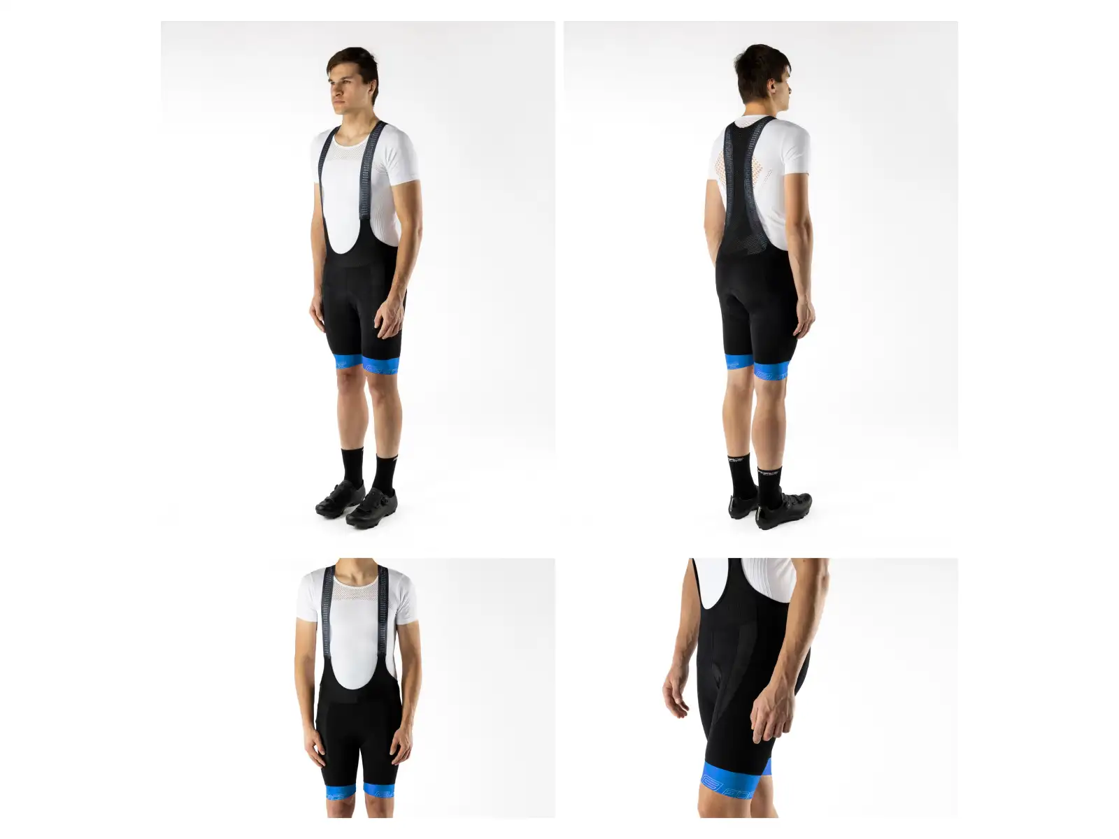 Force Stripe men's bib shorts with pad black/blue