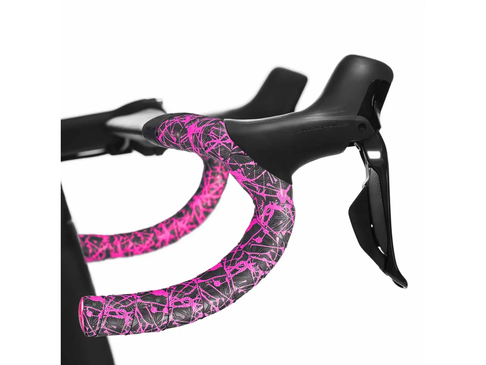Supacaz Super Sticky Kush Splat handlebar tape Neon Pink/Pink Plugs