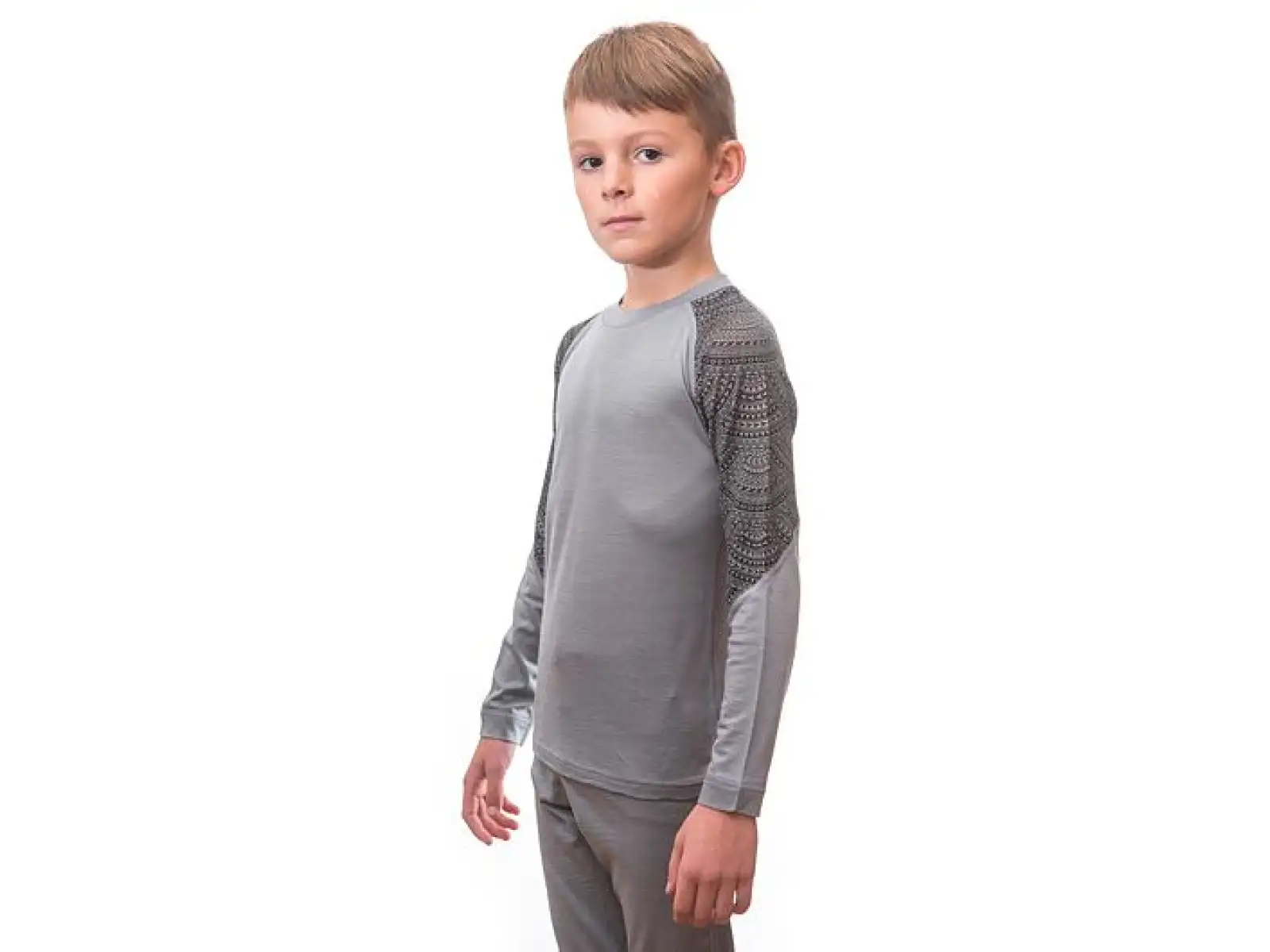 Sensor Merino Impress Set children's long sleeve shirt + pants grey/Maori