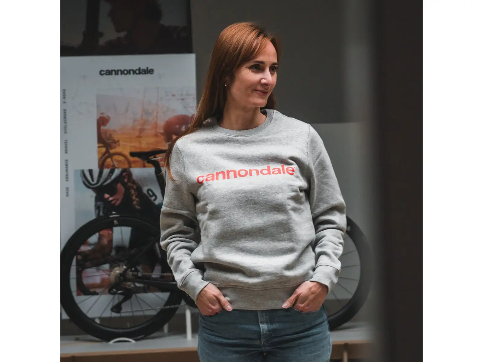 Cannondale Lifestyle hoodie long sleeve Heather Grey/Rally Red
