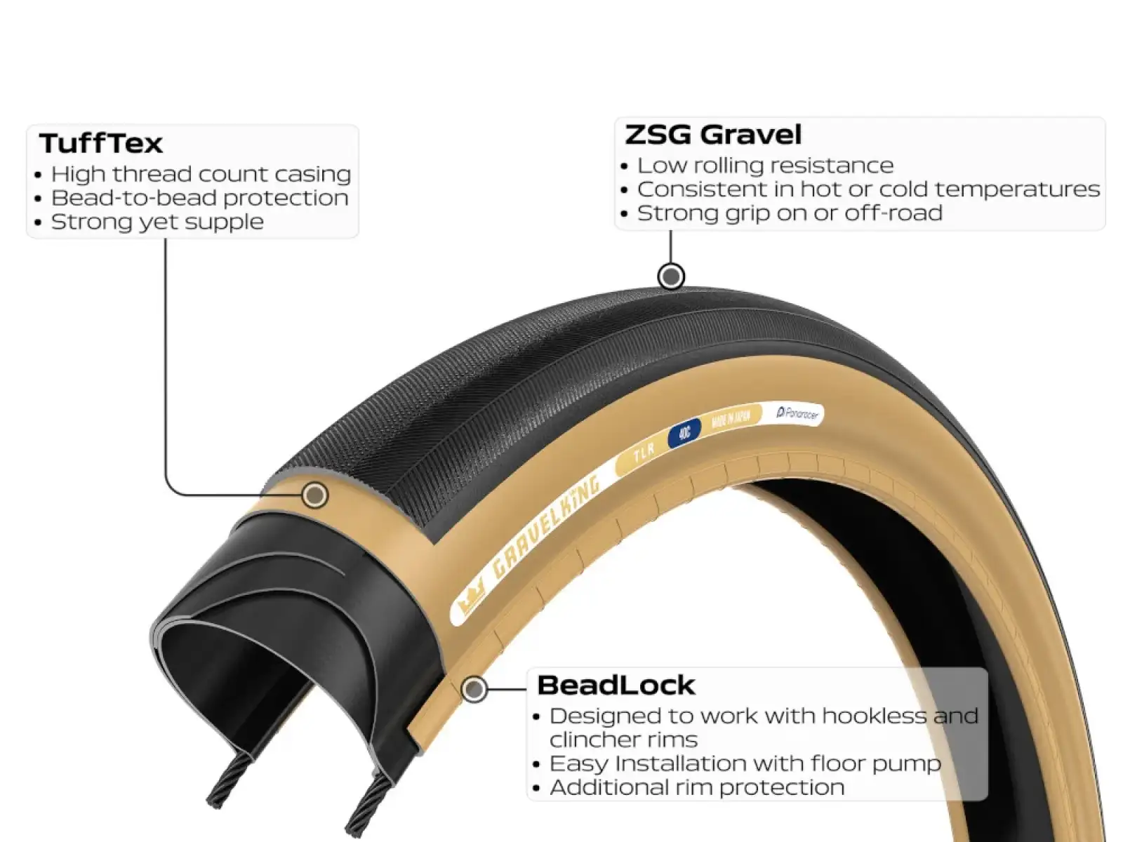 Panaracer GravelKing SS tire 700x40 black/brown