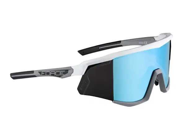 Force Sonic cycling glasses white/gray, blue mirror lenses