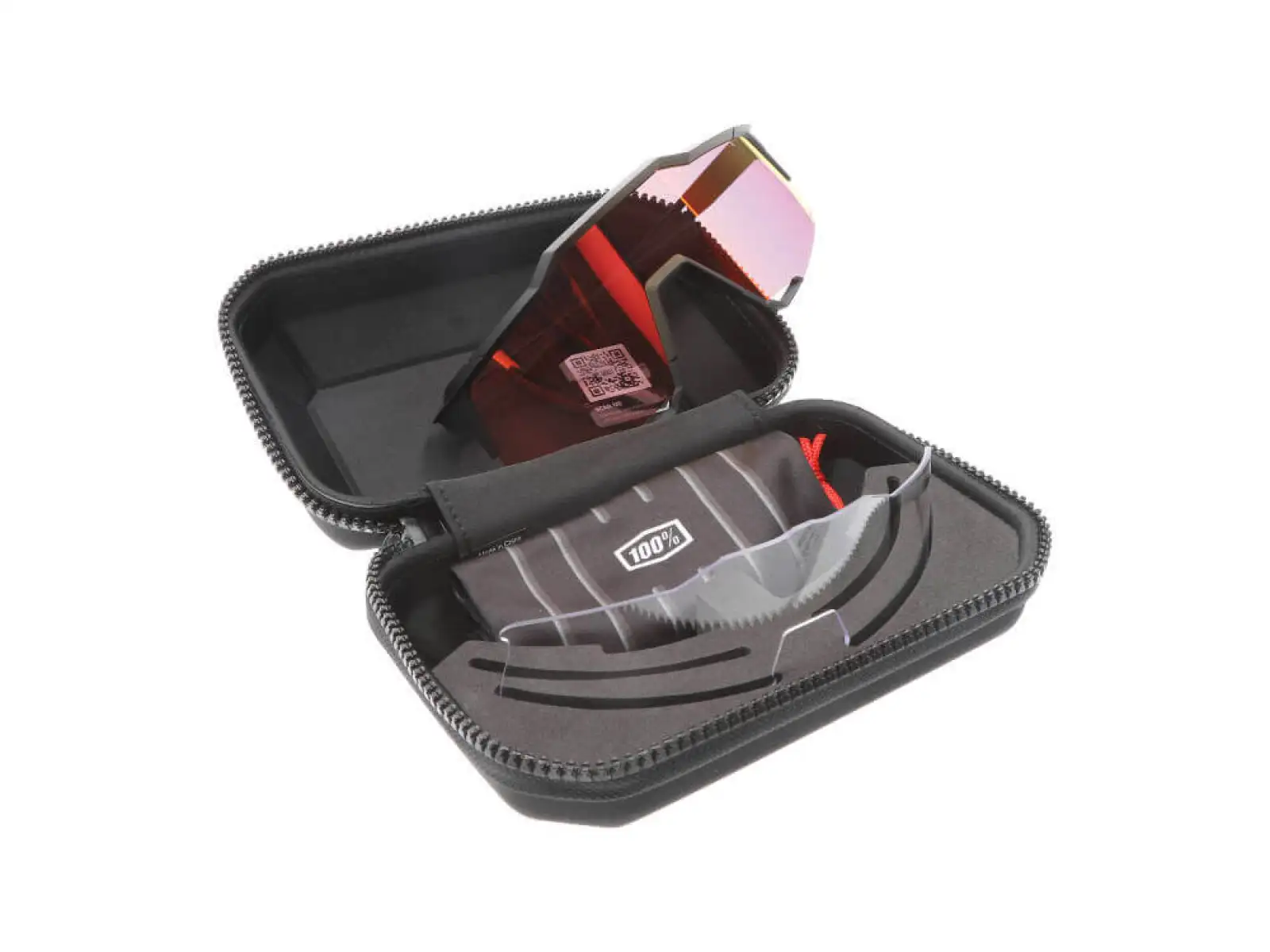 100% Performance Speedcraft Cycling Goggles Soft Tact Black/HIPER Red Multilay