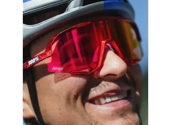 100% Slendale Pidcock Le cycling glasses Gloss Red Holographic HiPER Red Mirror Lens