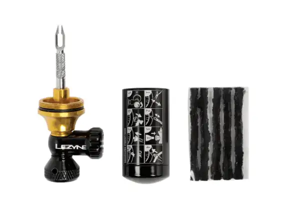 Lezyne Tubeless CO2 kit for repairing tubeless tires with cartridge Blaster Black