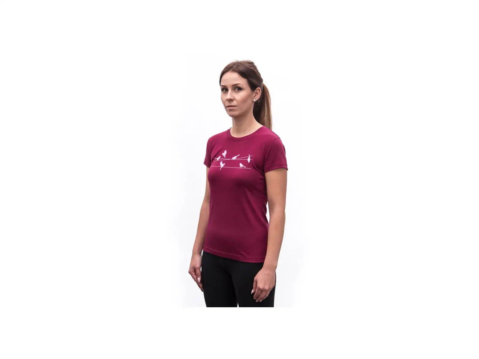 Sensor Merino Active Songbirds women's T-shirt short sleeve Lilla