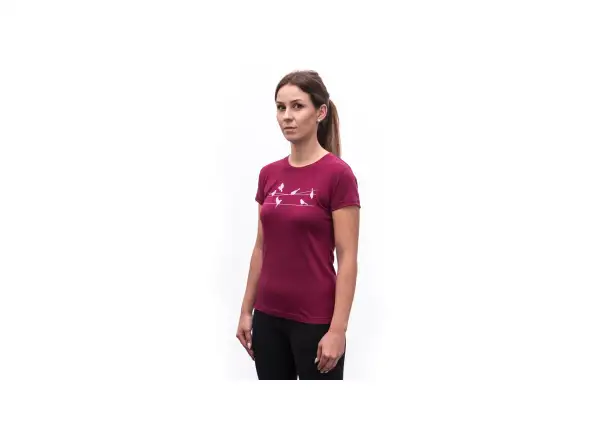 Sensor Merino Active Songbirds women's T-shirt short sleeve Lilla
