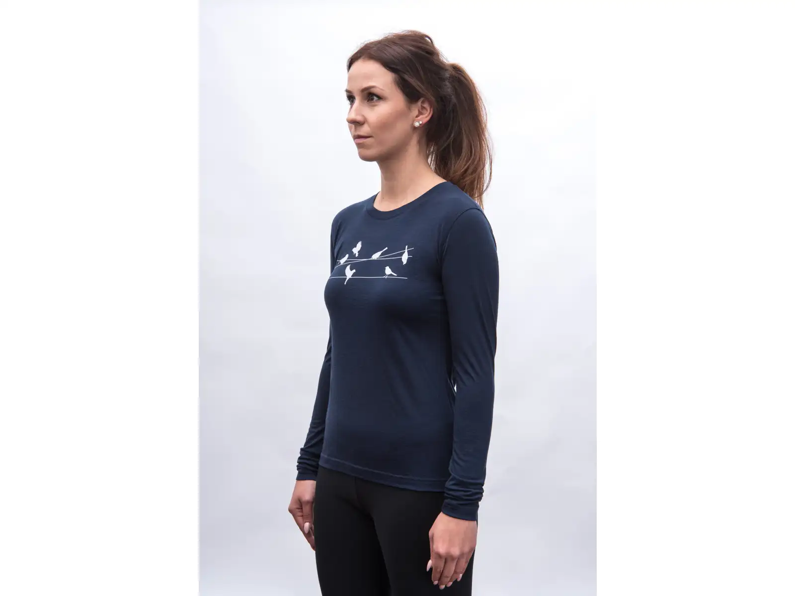 Sensor Merino Active Songbirds women's long sleeve shirt Deep Blue