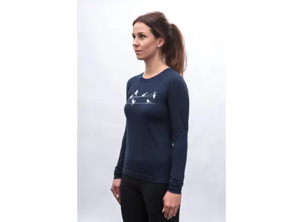 Sensor Merino Active Songbirds women's long sleeve shirt Deep Blue