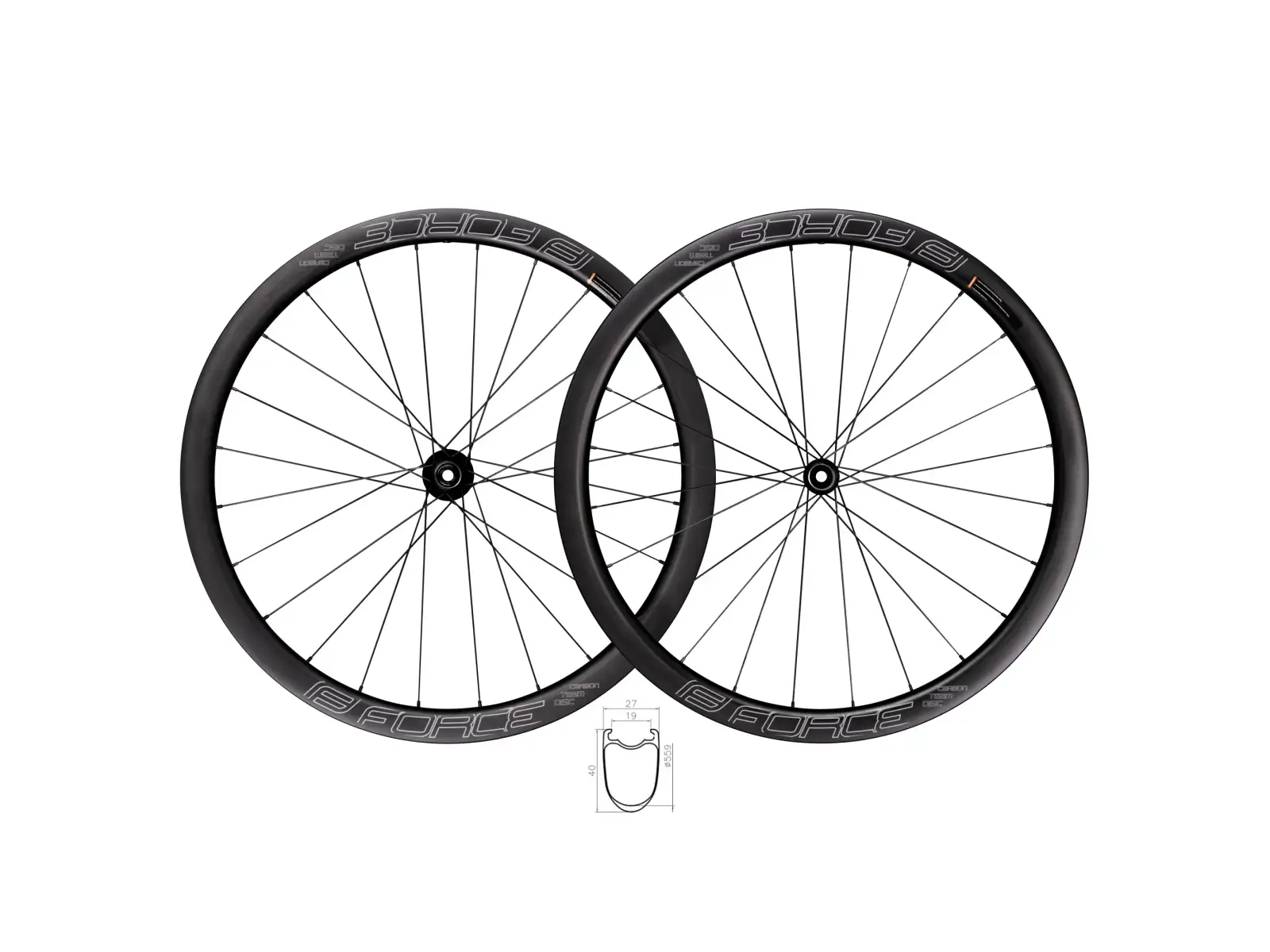 Force Team SP Carbon Disc road spoked wheels clincher