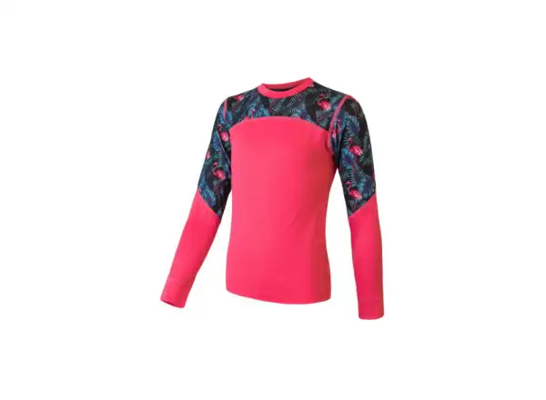 Sensor Merino Impress Set children's long sleeve shirt + pants Magenta/Floral