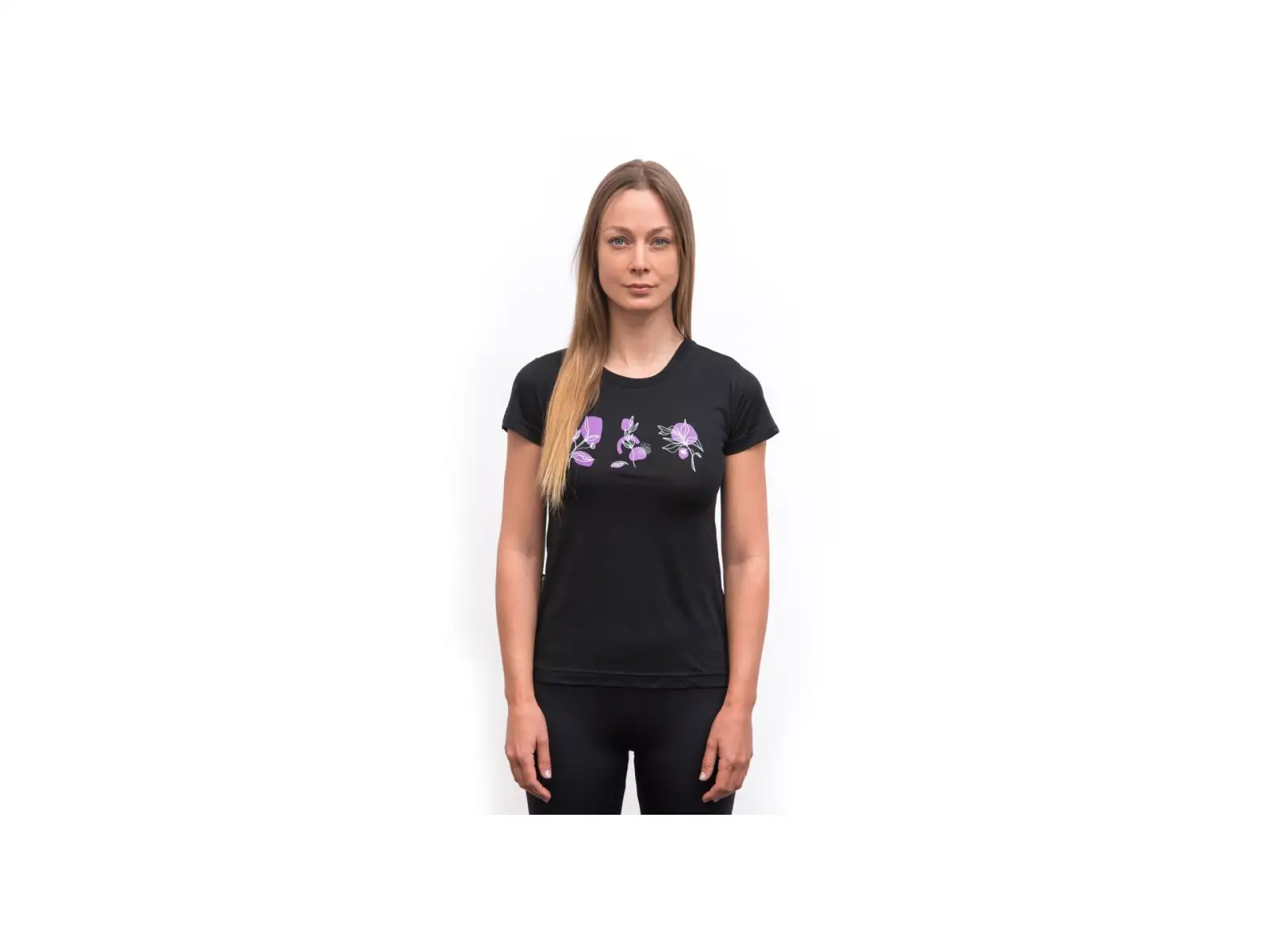 Sensor Merino Air Bloom women's t-shirt short sleeve black