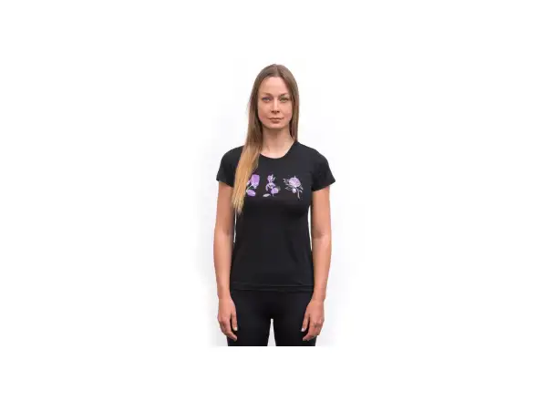 Sensor Merino Air Bloom women's t-shirt short sleeve black