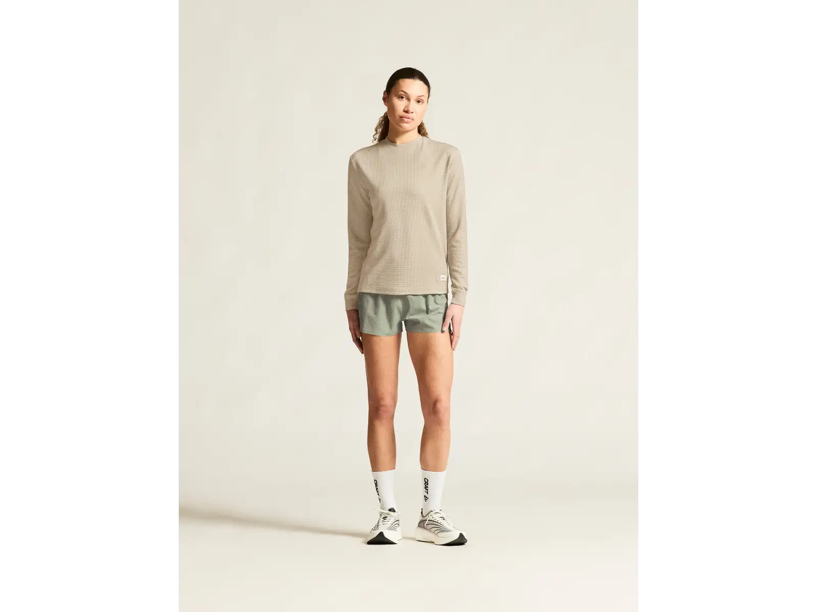 Craf Wool Waffle women's long sleeve shirt beige