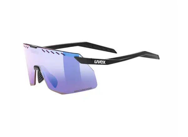 Uvex Pace Stage S CV cycling glasses Black matt/Mirror Blue