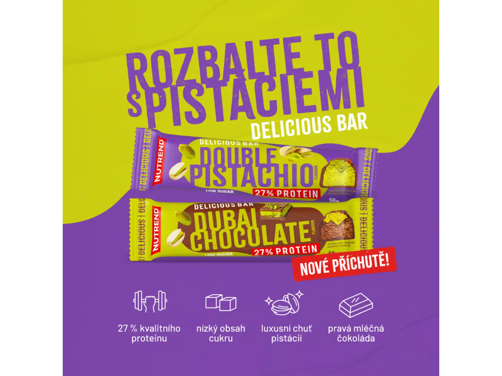 Nutrend Delicious Bar bar 50 g double pistachio