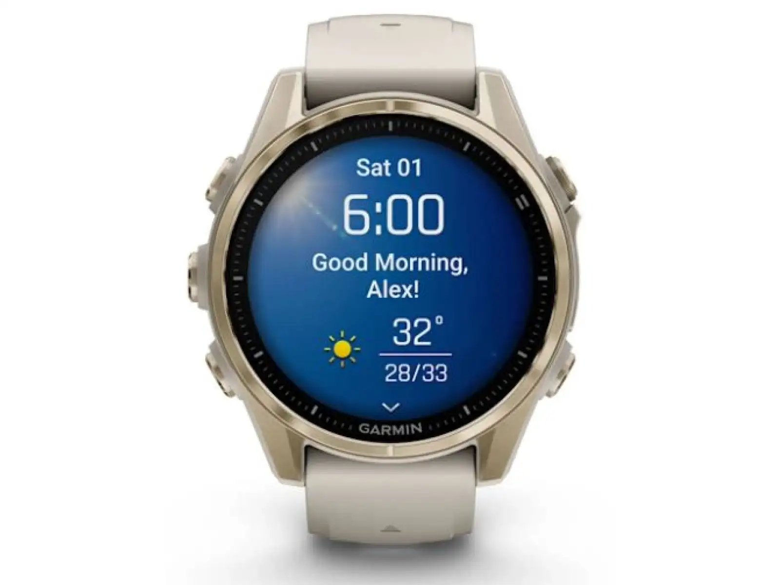 Garmin fenix 8 - 43 mm AMOLED Sapphire smart watch Soft Gold Fog grey