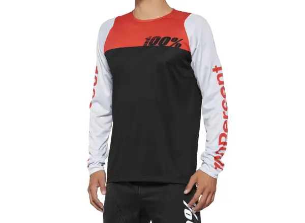 100% R-Core Long Sleeve Jersey Men Black/Racer Red
