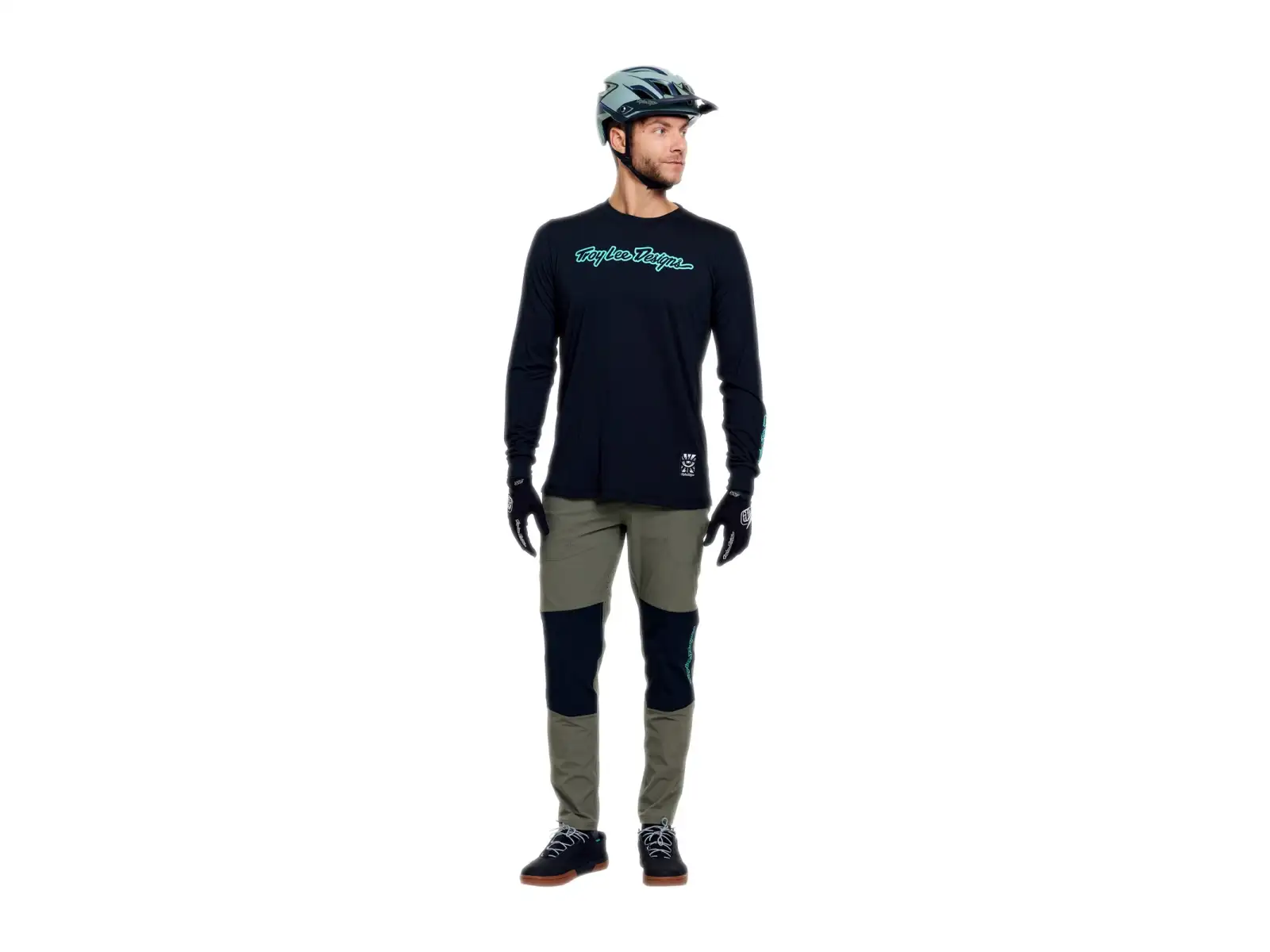Troy Lee Designs Skyline Ride men's long sleeve jersey Signature Black/Real Teal