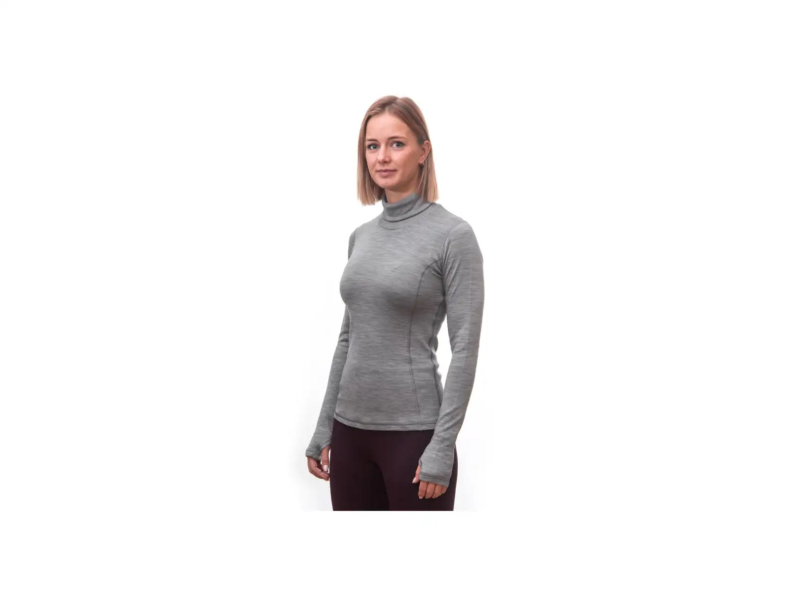 Sensor Merino Bold Roll Neck women's shirt long sleeve Cool Gray