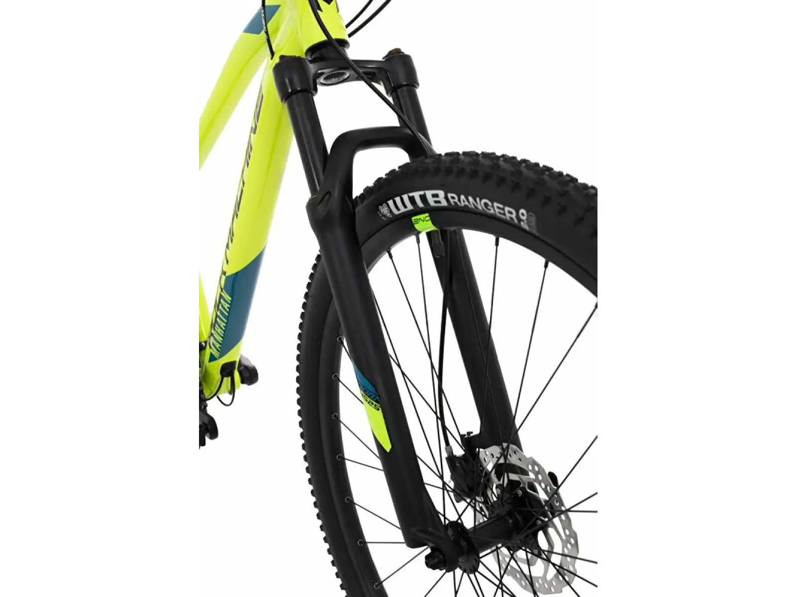 Rock Machine Manhattan 40-29 mountain bike gloss radioactvie yellow/black/petrol blue