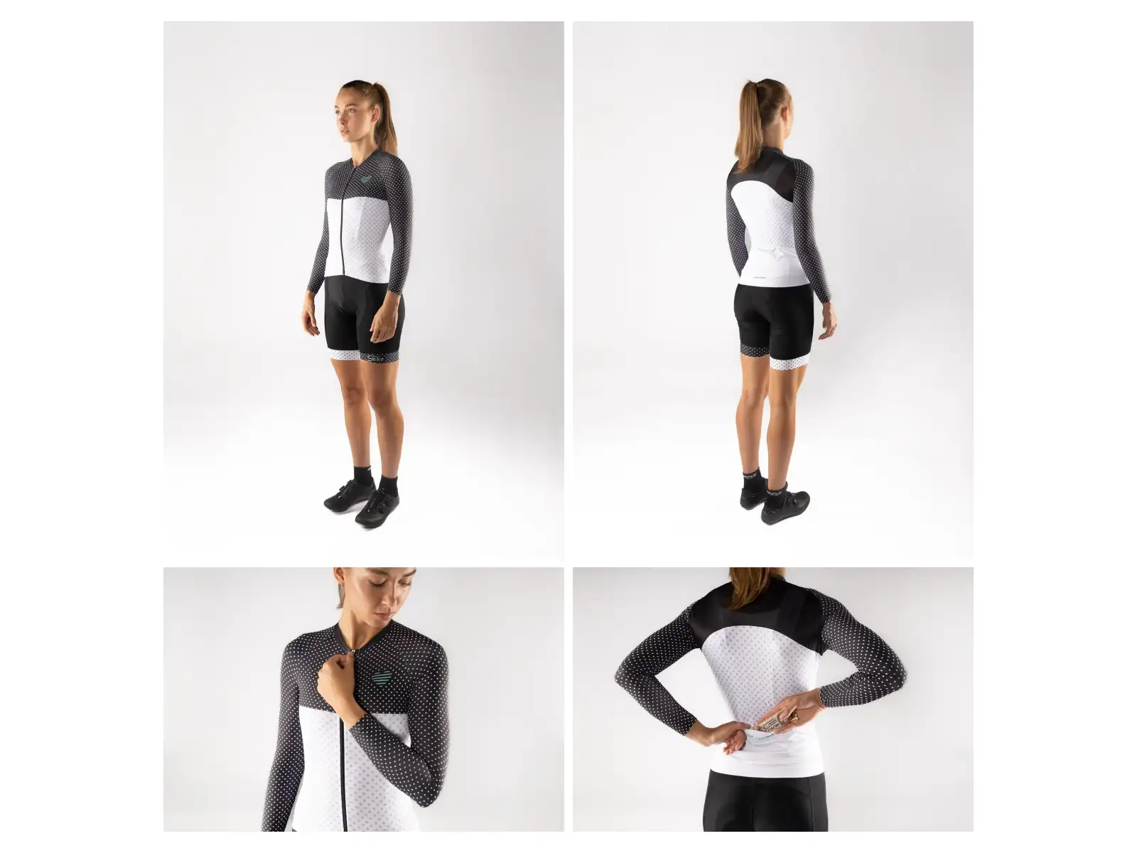 Force Points women's jersey long sleeve black/white/turquoise