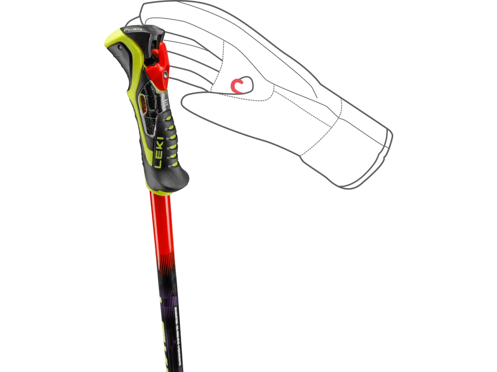 Leki WCR Pro SL TR downhill poles Bright red-violet-neonyellow