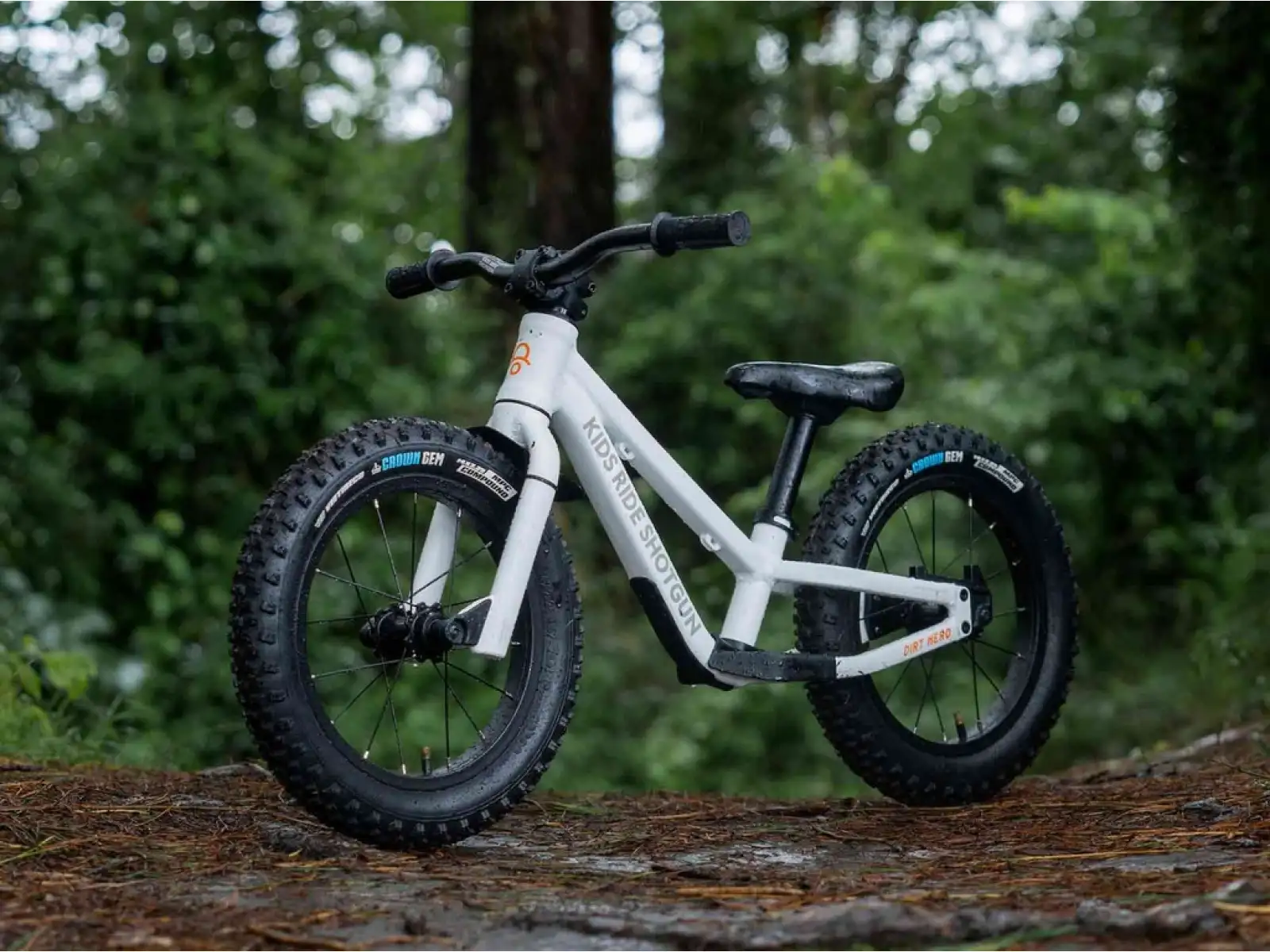 Kids Ride Shotgun Dirt Hero 14 balance bike with brake