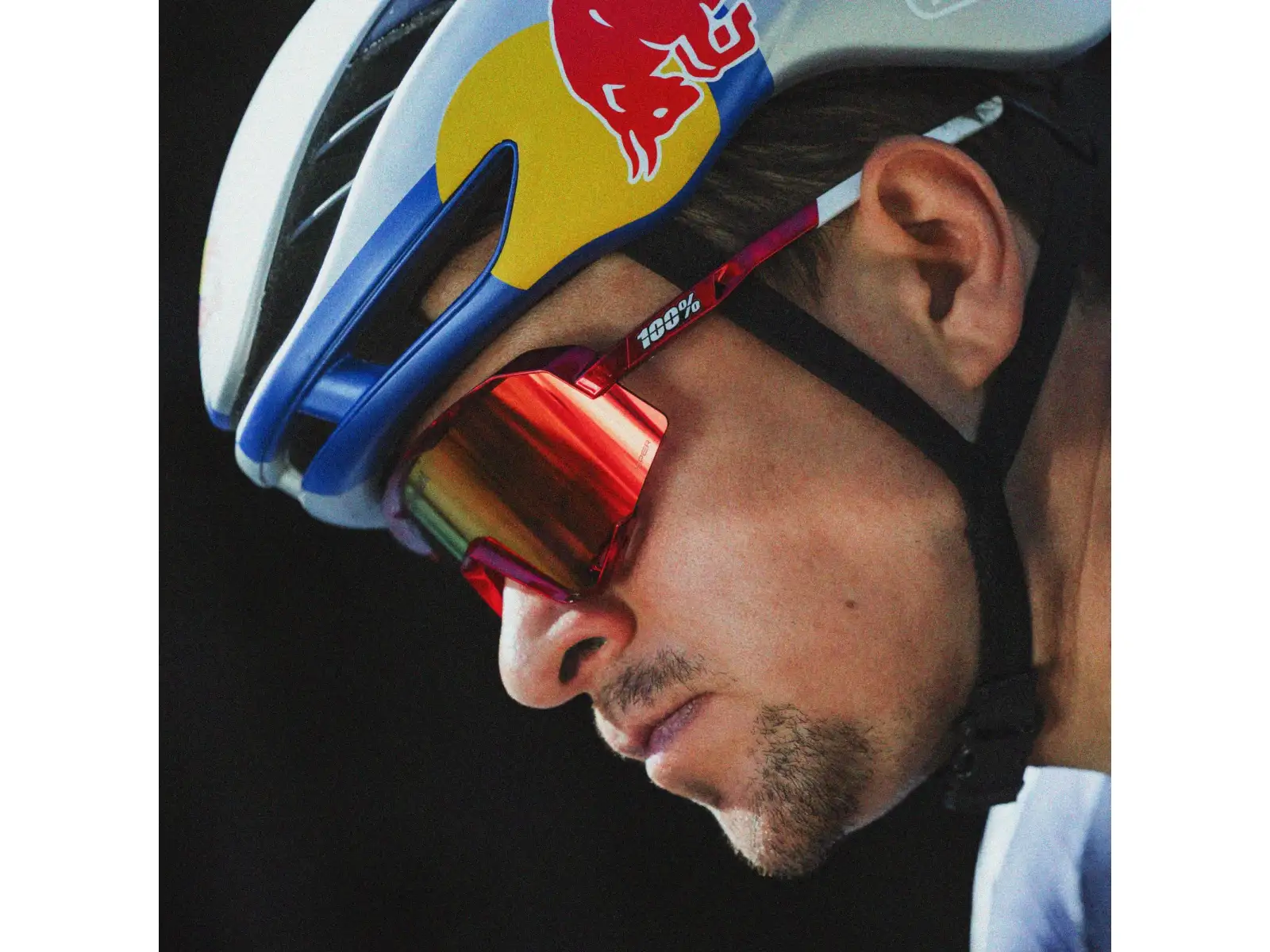 100% Slendale Pidcock Le cycling glasses Gloss Red Holographic HiPER Red Mirror Lens