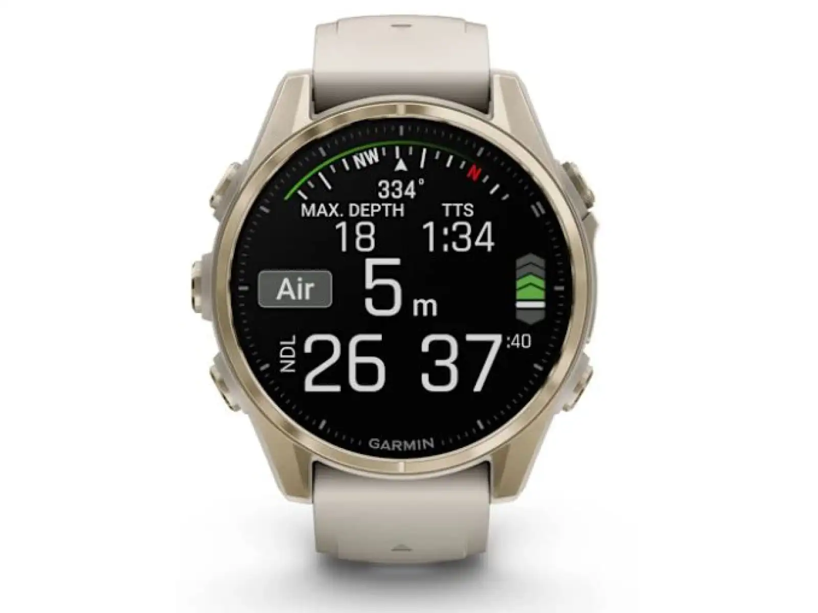 Garmin fenix 8 - 43 mm AMOLED Sapphire smart watch Soft Gold Fog grey