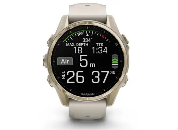 Garmin fenix 8 - 43 mm AMOLED Sapphire smart watch Soft Gold Fog grey