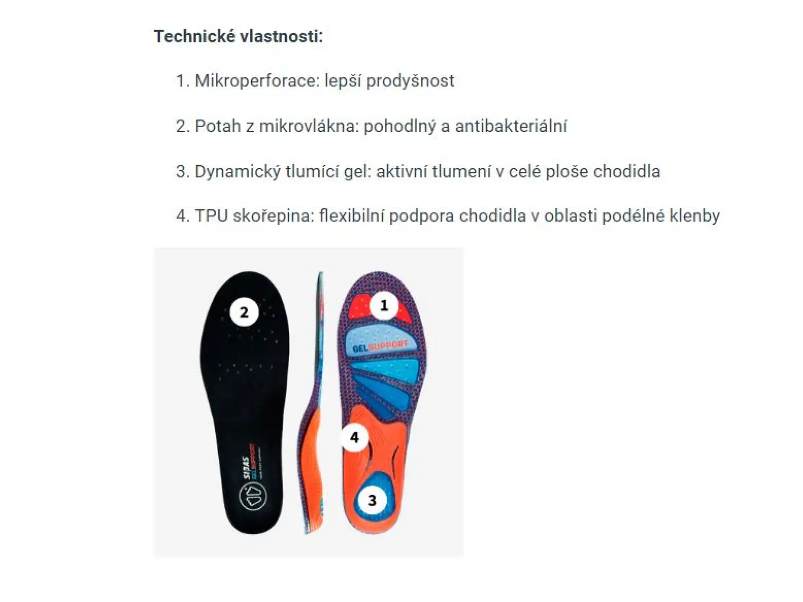 Sidas Cushioning Gel Support V2 insoles 1 pair