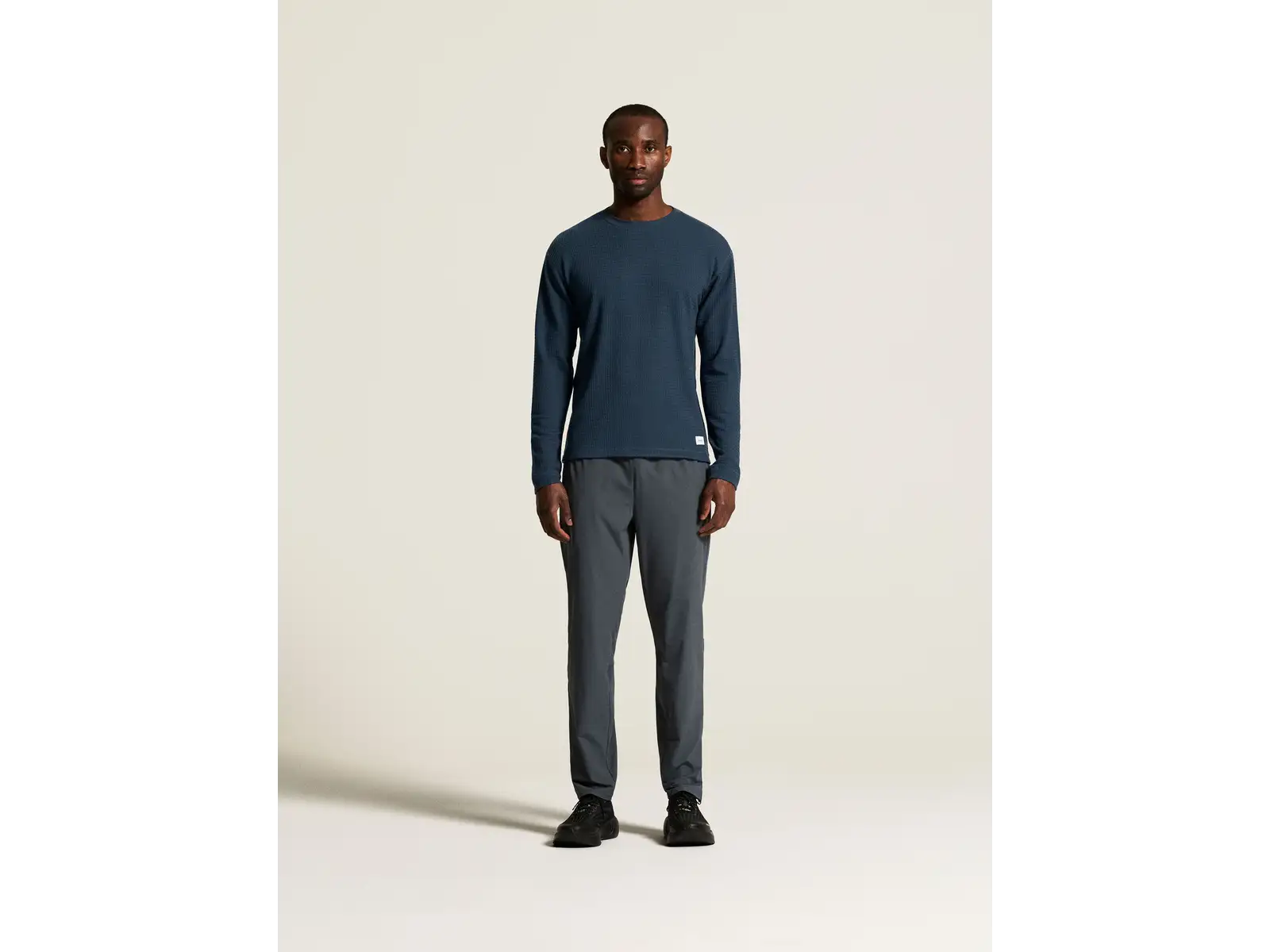 Craft Wool Waffle men's long sleeve shirt blue