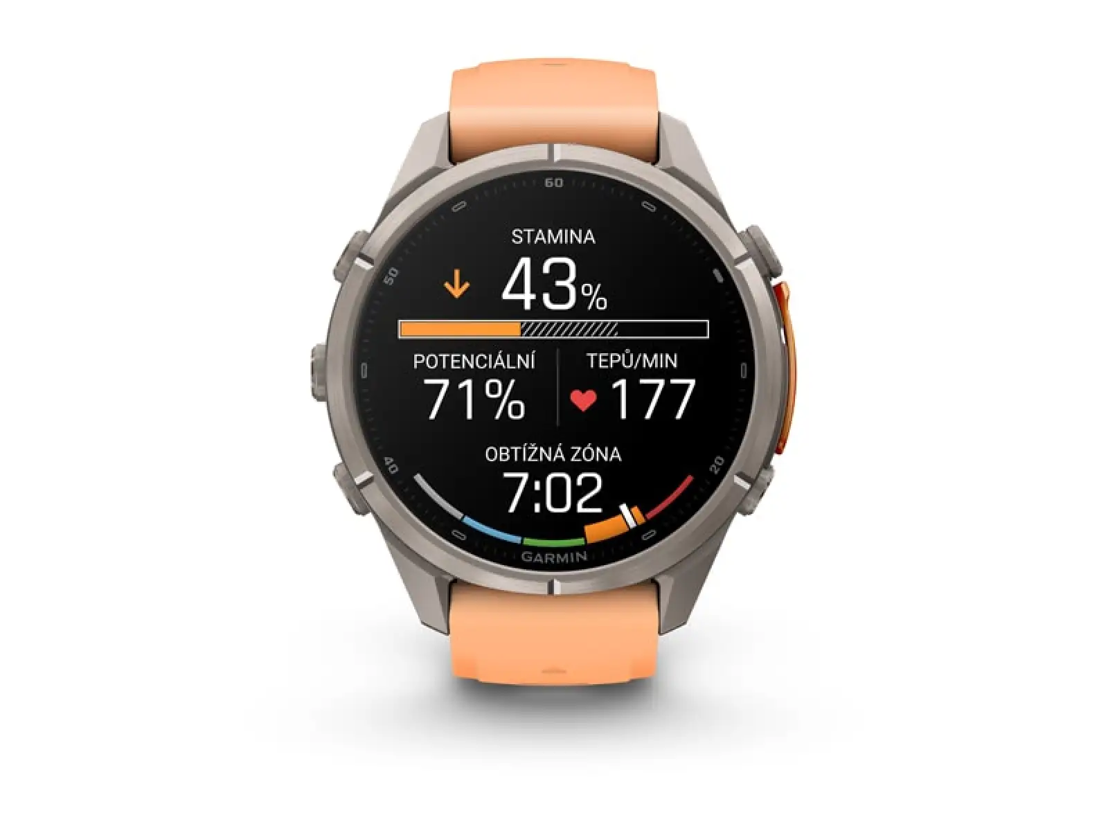 Garmin fenix 9 Pro – inReach 43 mm smartwatch Titanium Shell pink/autumn orange silicone band