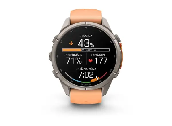 Garmin fenix 9 Pro – inReach 43 mm smartwatch Titanium Shell pink/autumn orange silicone band