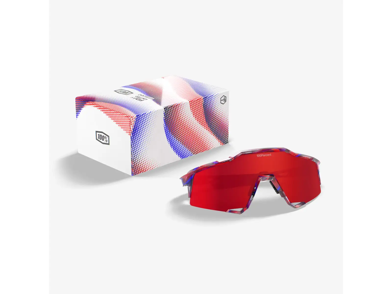 100% Speedcraft glasses FDJ Gloss Translucent Red/Blue/HiPER Fire Red Mirror Lens