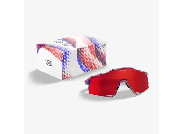 100% Speedcraft glasses FDJ Gloss Translucent Red/Blue/HiPER Fire Red Mirror Lens