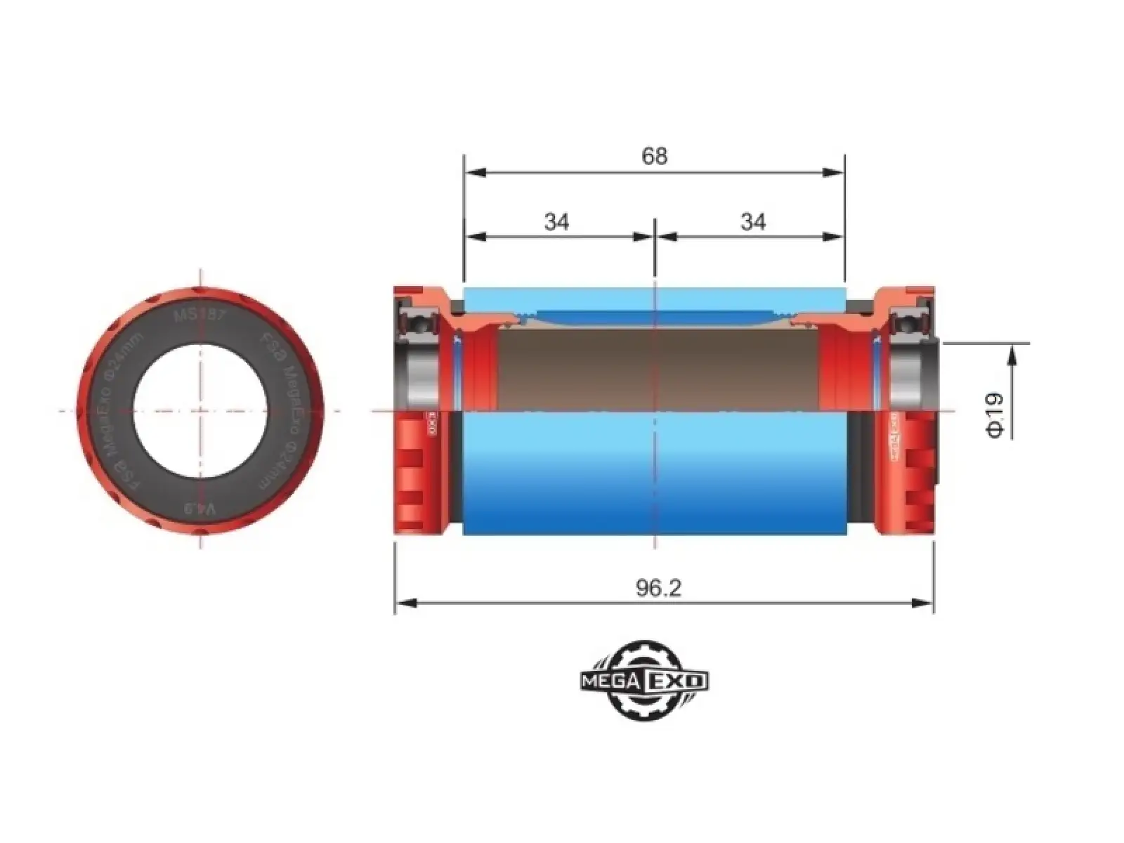 FSA MegaExo BB-1000 bottom bracket cups MTB 19 mm